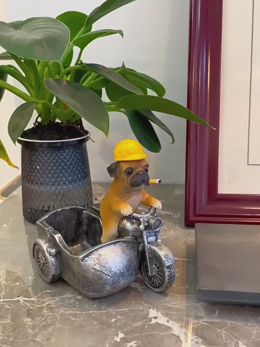 Funny Dog Riding Motorcycle Ashtray, Creative Gift, Unique Desktop Decoration