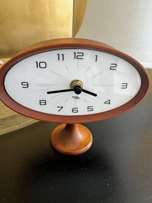 Elegant Wooden Oval Desk Clock: Minimalist Timepiece for Your Workspace