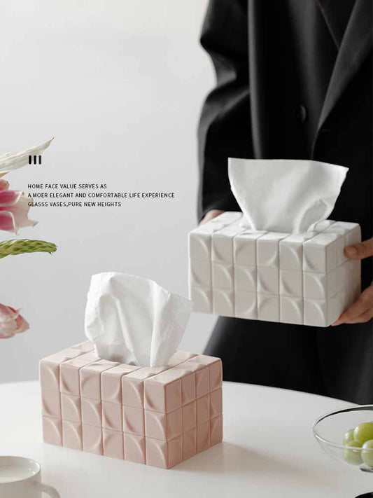 Simple Artistic Cube Ceramic Tissue Box, Rubik'S Cube Design Inspiration