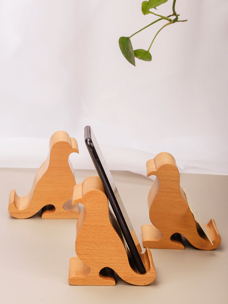 Pure Wood Big Bird Phone Holder, Office Business Card Holder