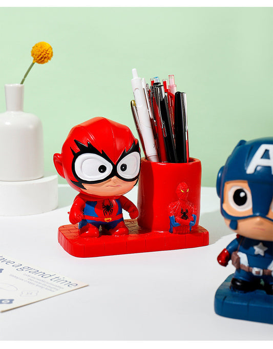 Red Cartoon Superhero Pen Holder: Creative Gifts, Desktop Decorations