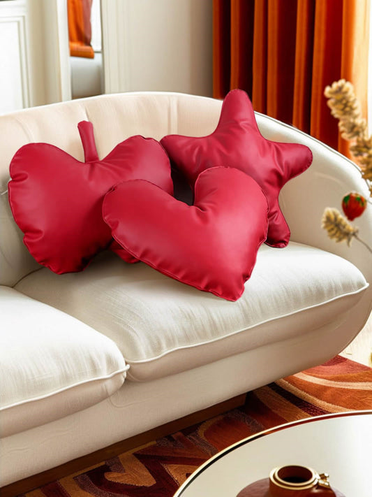 Red Love Heart Star Leather Pillow, Living Room Decoration Ornaments