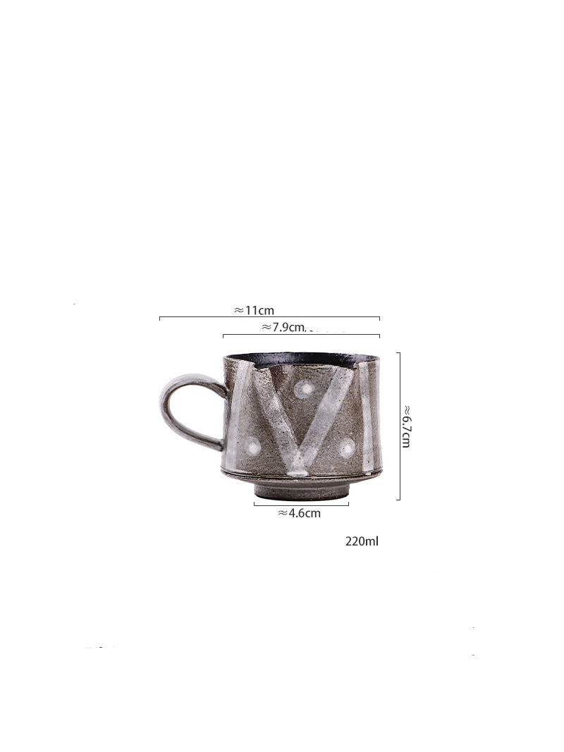 Retro Abstract Cat Shaped Ceramic Mug, Coffee Cup