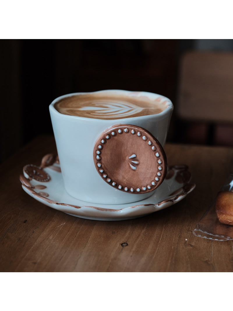 Retro Biscuit Shaped Ceramic Coffee Cup, Mug