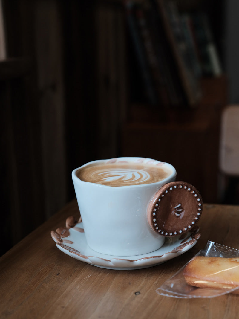 Retro Biscuit Shaped Ceramic Coffee Cup, Mug