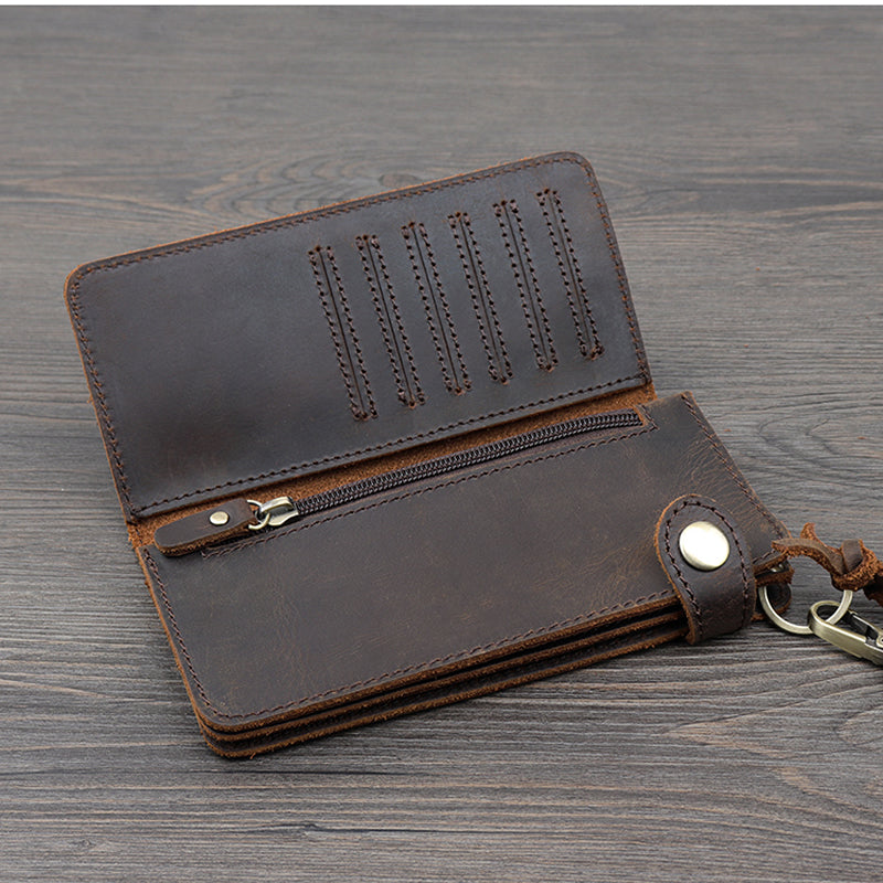 Retro multifunctional cowhide wallet, card holder, phone bag