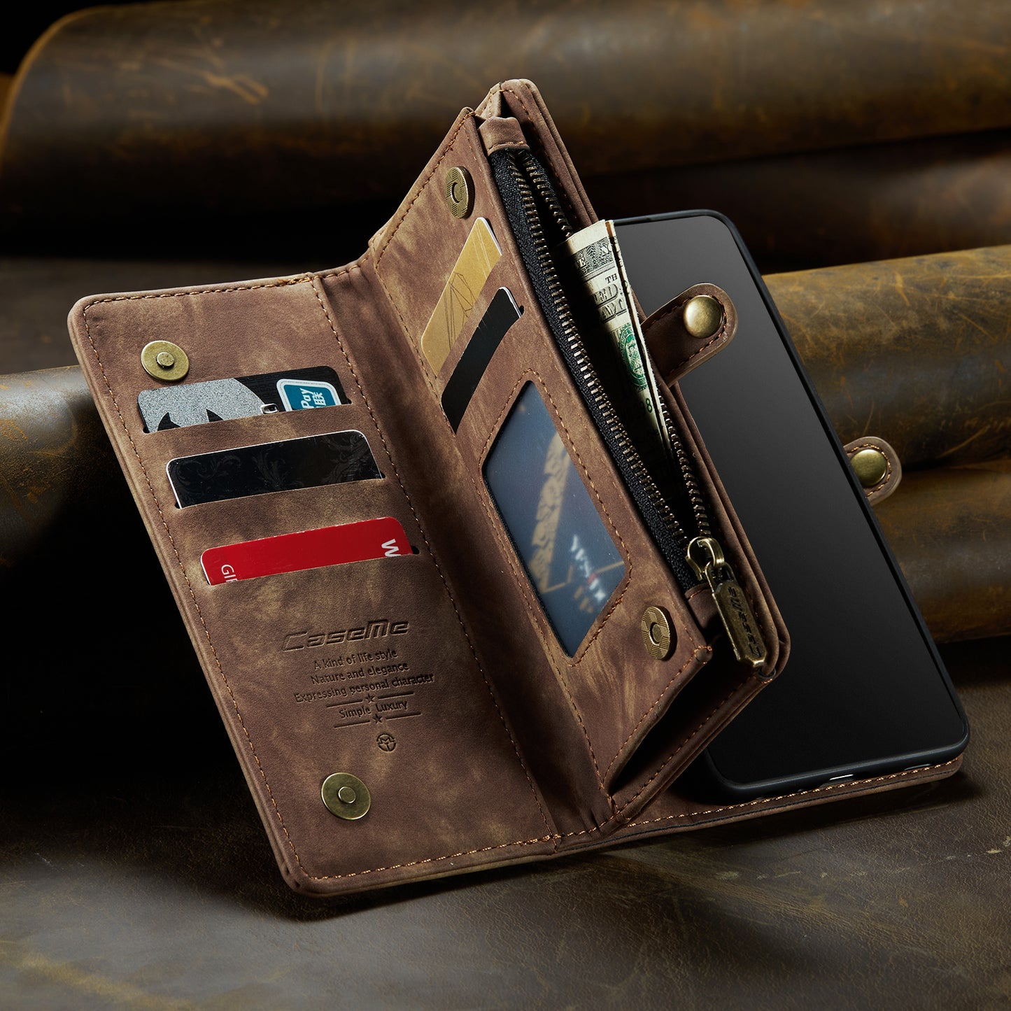 Retro Multifunctional Leather Wallet,Iphone Bag,With Card Pocket