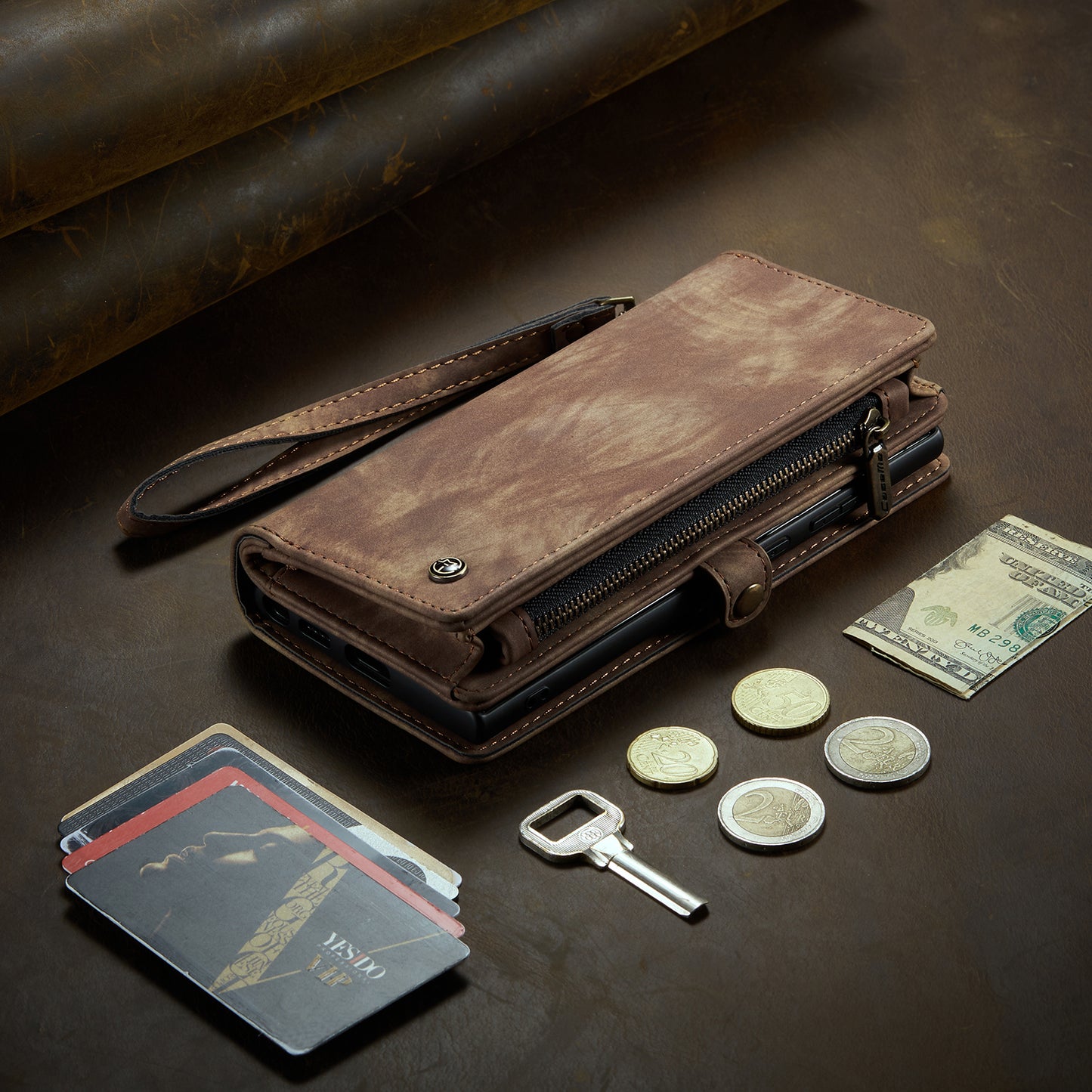 Retro Multifunctional Leather Wallet,Iphone Bag,With Card Pocket