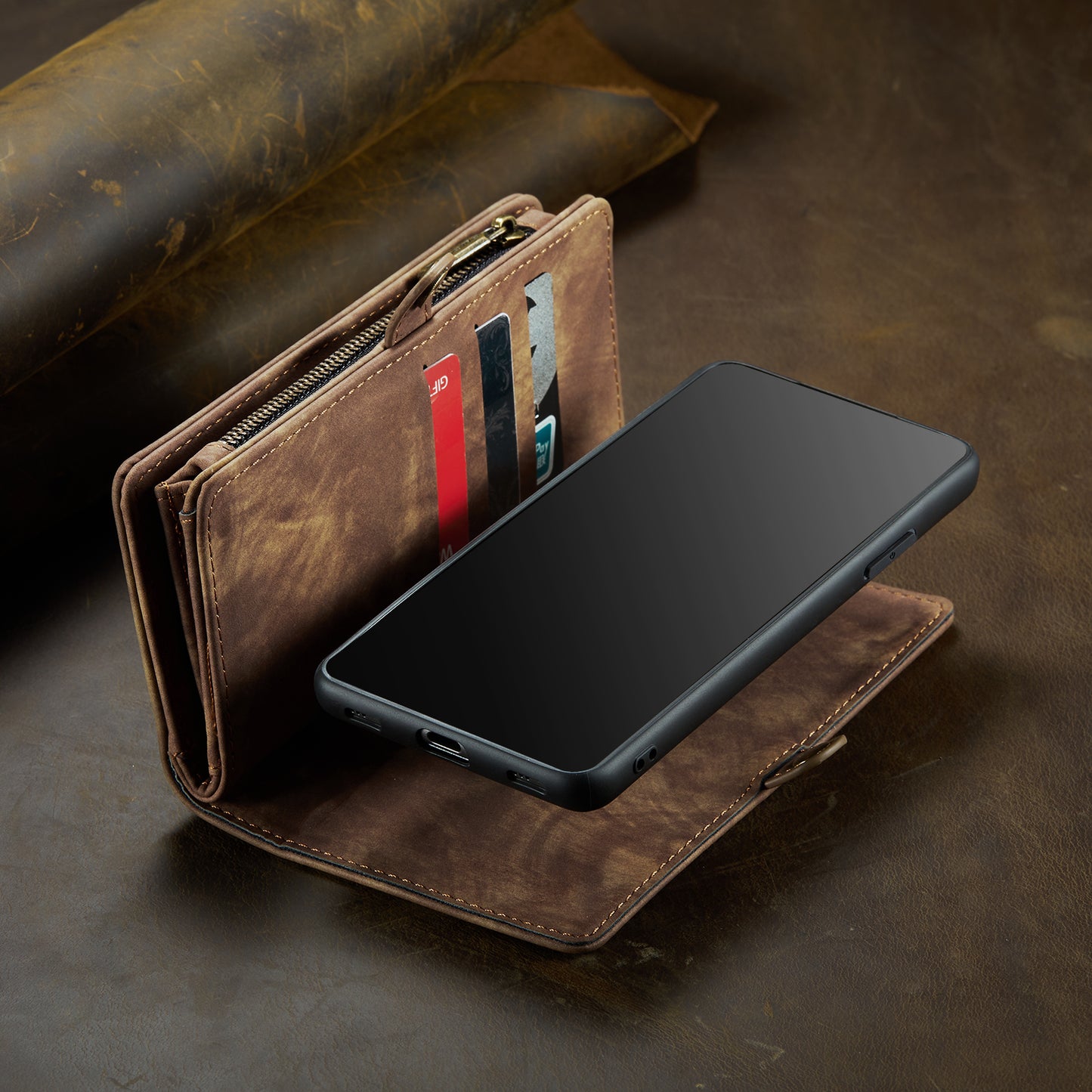 Retro Multifunctional Leather Wallet,Iphone Bag,With Card Pocket