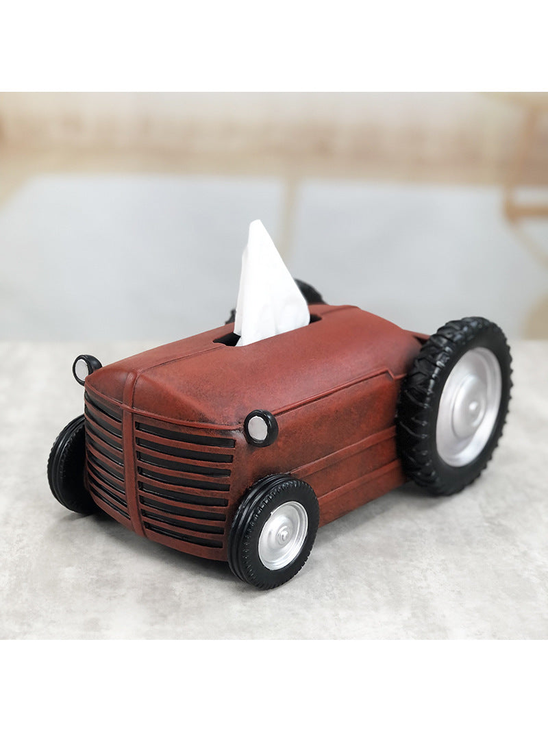 Retro tractor living room tissue box, remote control organizer