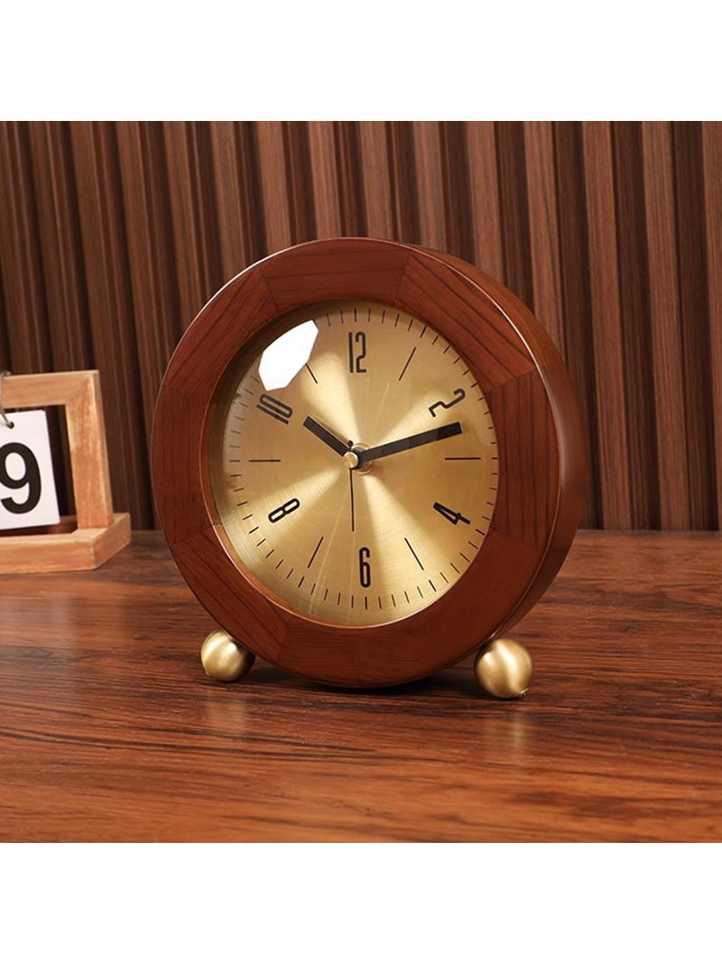 Retro wooden desktop silent desk clock, office bedroom decoration