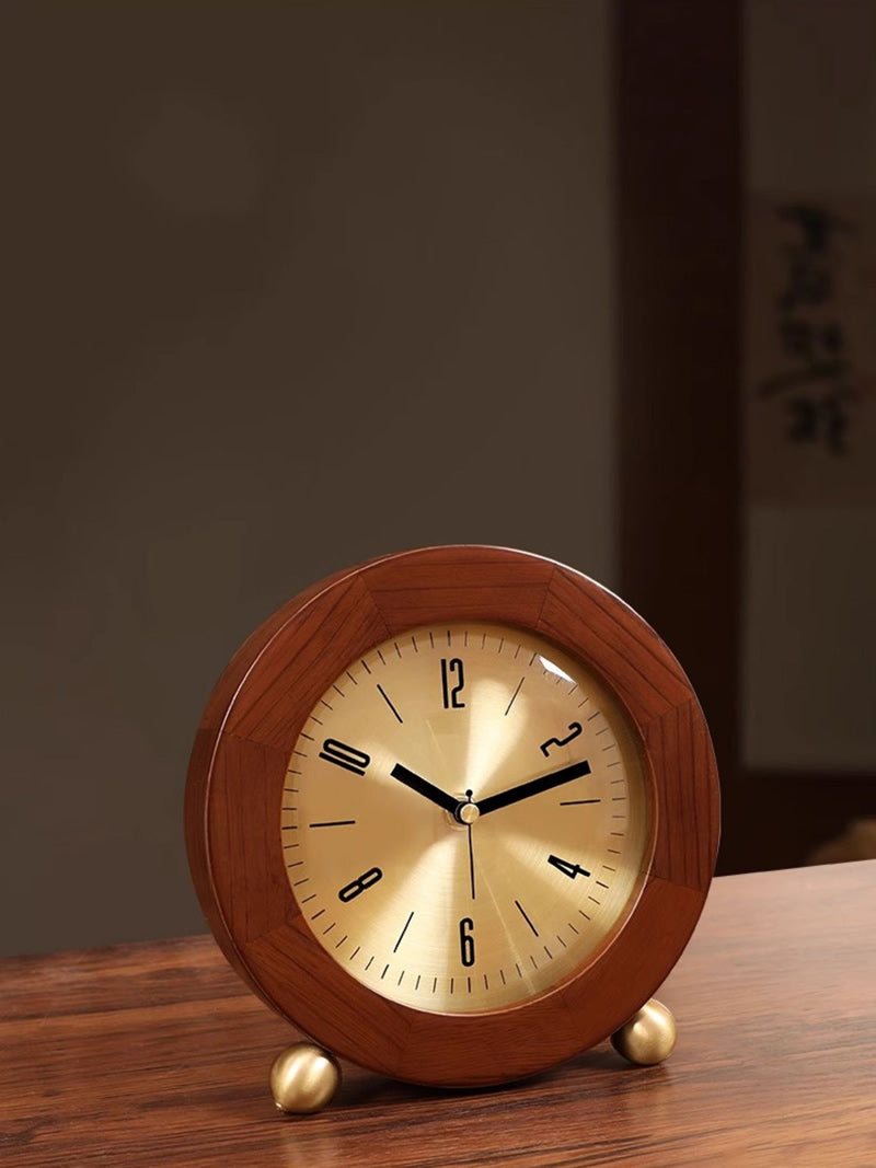 Retro wooden desktop silent desk clock, office bedroom decoration