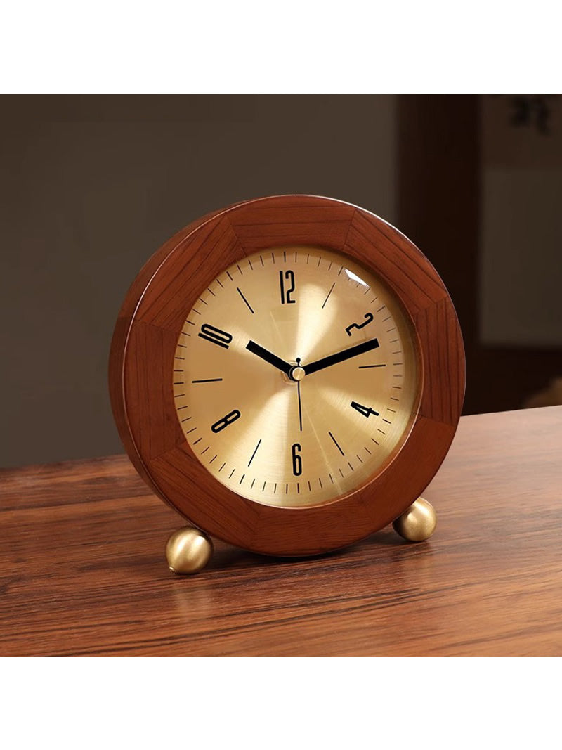 Retro wooden desktop silent desk clock, office bedroom decoration