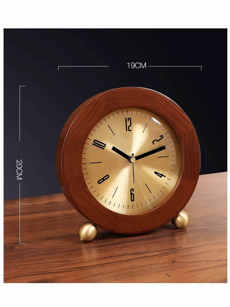 Retro wooden desktop silent desk clock, office bedroom decoration