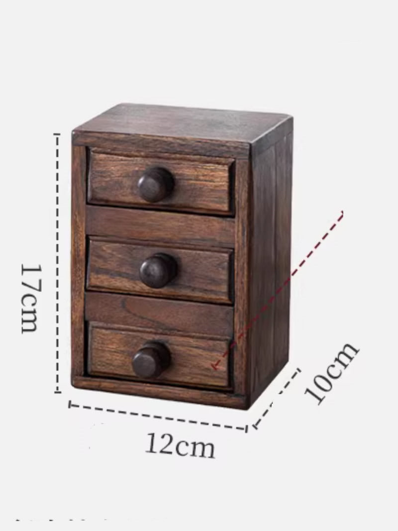 Retro Wooden Drawer Desktop Organizing Storage Box, Jewelry Box