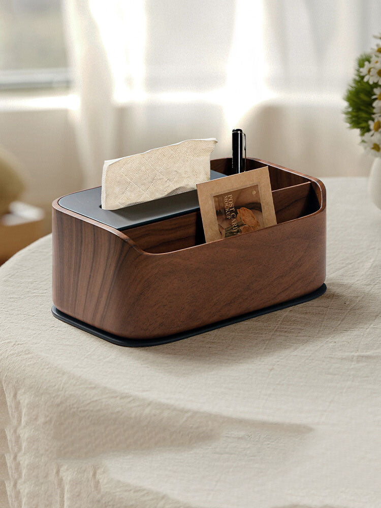 Rustic Faux Wood Tissue Box with Storage: Stylish and Functional Organizer