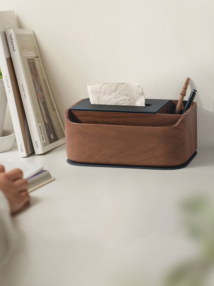 Rustic Faux Wood Tissue Box with Storage: Stylish and Functional Organizer