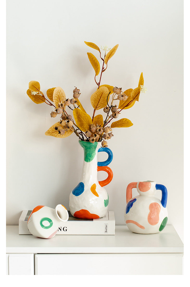 Rustic Hand-Painted Artistic Decorative Ceramic Vase