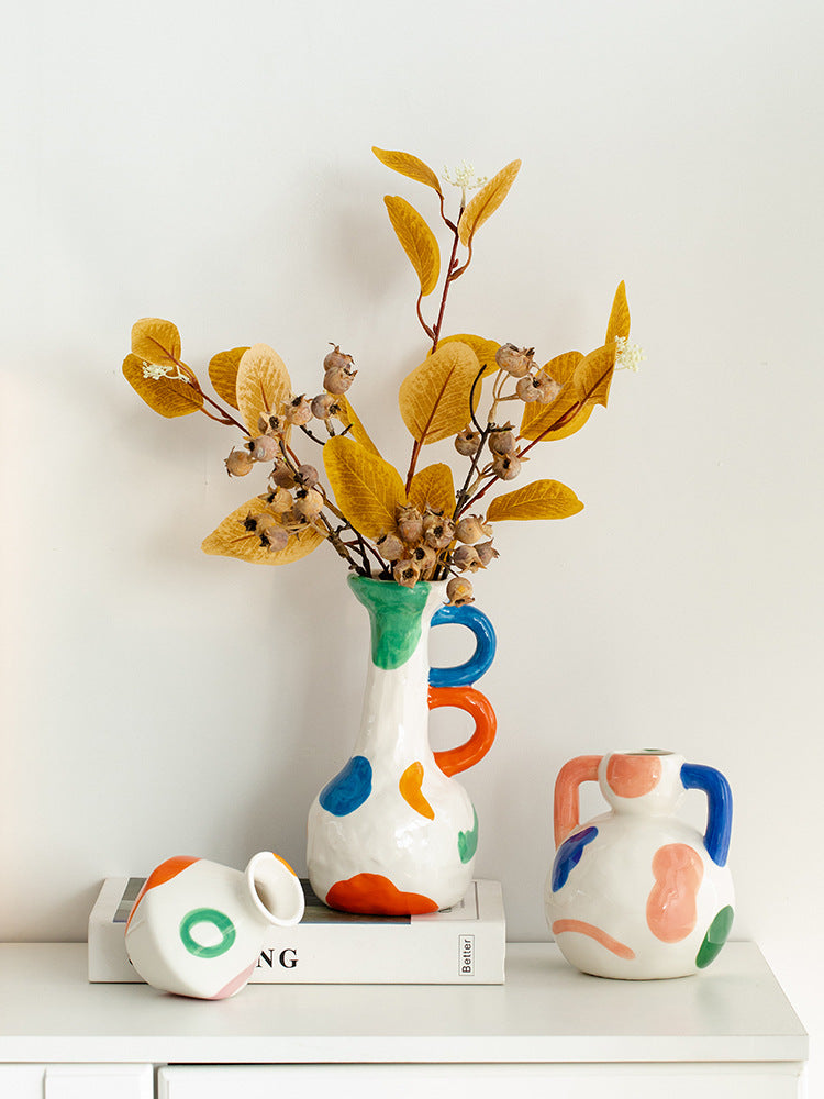 Rustic Hand-Painted Artistic Decorative Ceramic Vase