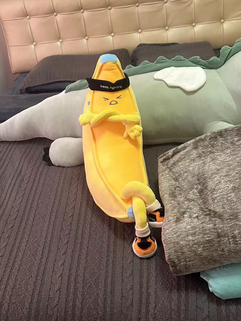 Sad Expression Cartoon Banana Plush Pillow, Creative Gift