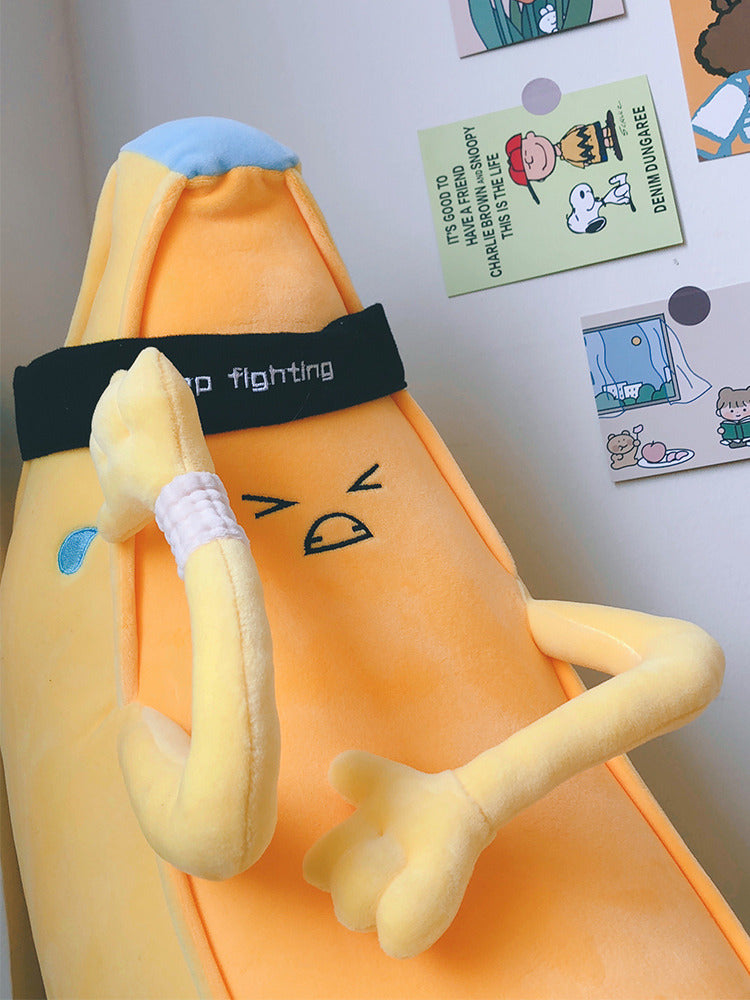 Sad Expression Cartoon Banana Plush Pillow, Creative Gift