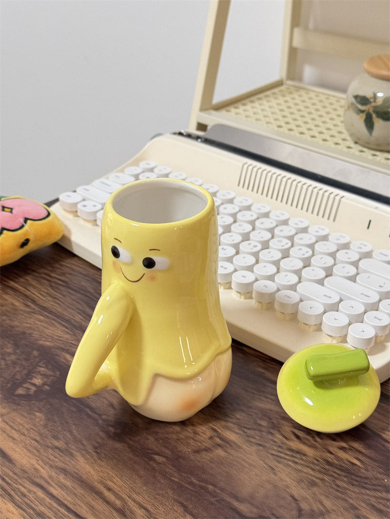 Shy Banana Ceramic Mug - Cute & Playful Coffee Cup for Home or Office