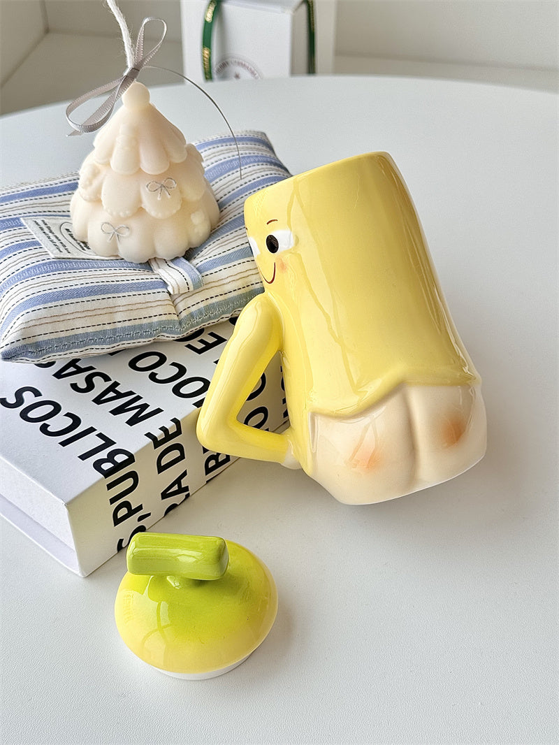 Shy Banana Ceramic Mug - Cute & Playful Coffee Cup for Home or Office