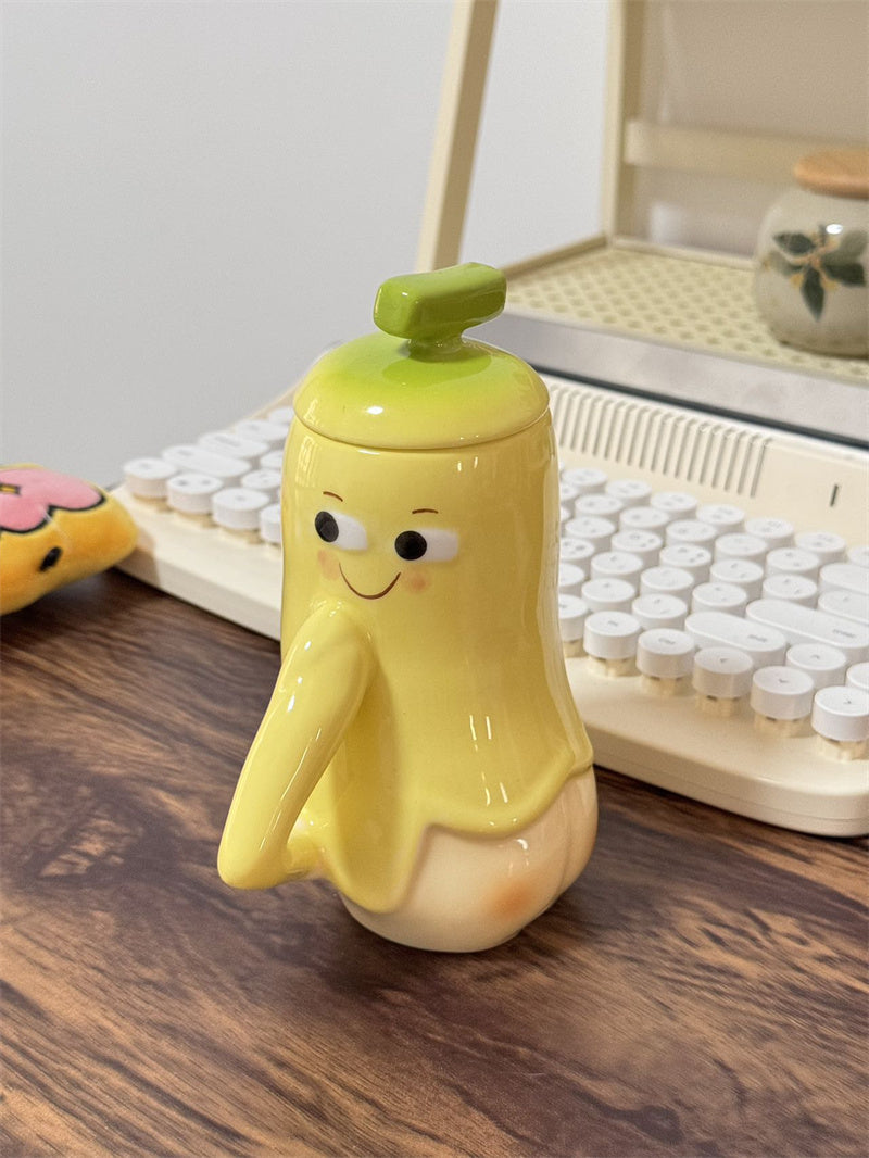 Shy Banana Ceramic Mug - Cute & Playful Coffee Cup for Home or Office