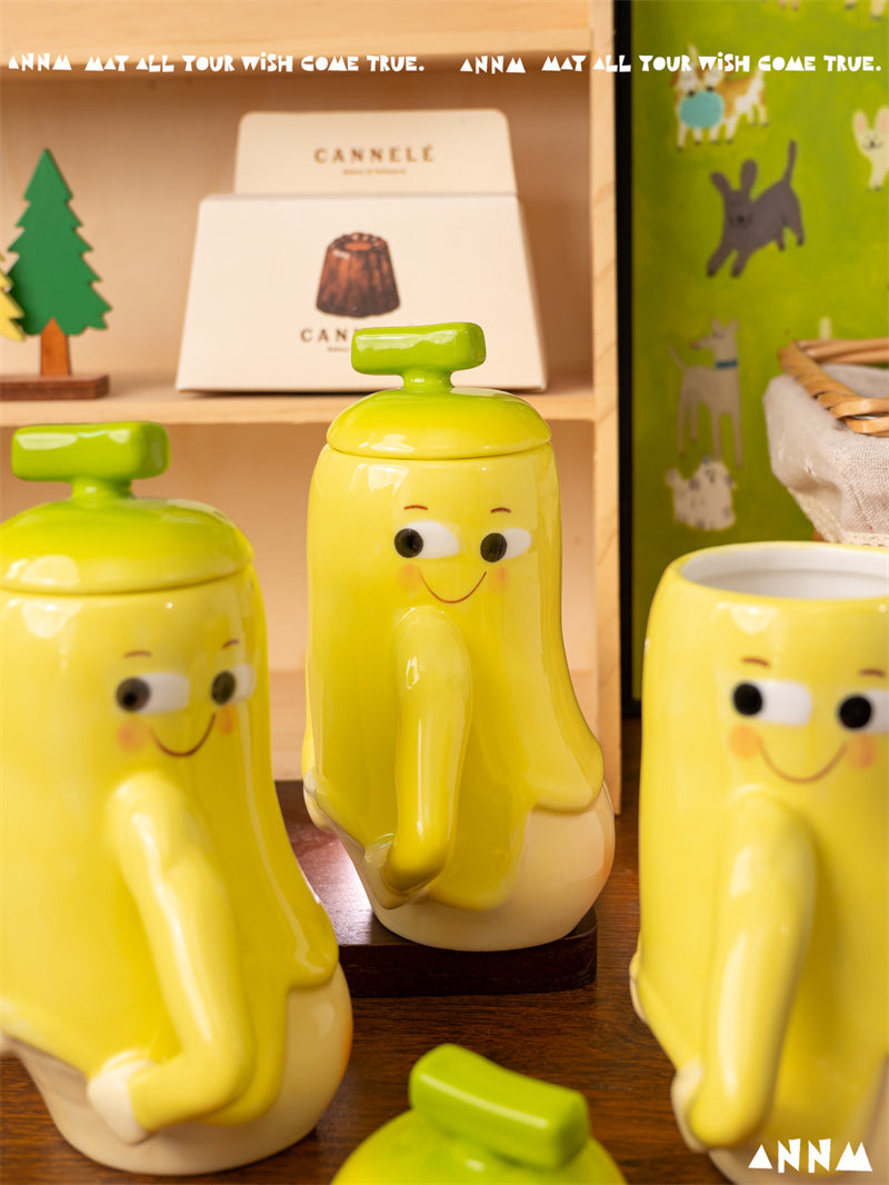 Shy Banana Ceramic Mug - Cute & Playful Coffee Cup for Home or Office