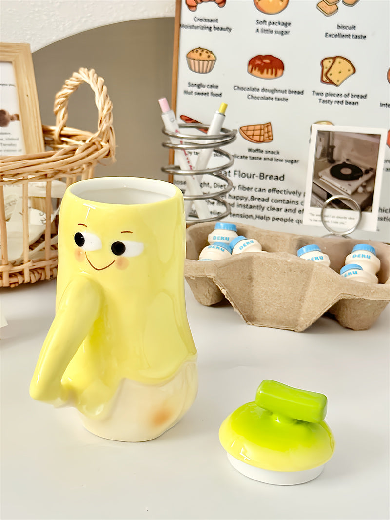 Shy Banana Ceramic Mug - Cute & Playful Coffee Cup for Home or Office