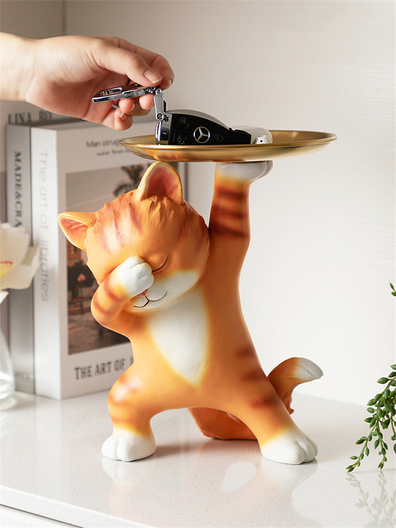 Shy Cat Desktop Organizer Tray - Funny Home Desktop Ornaments