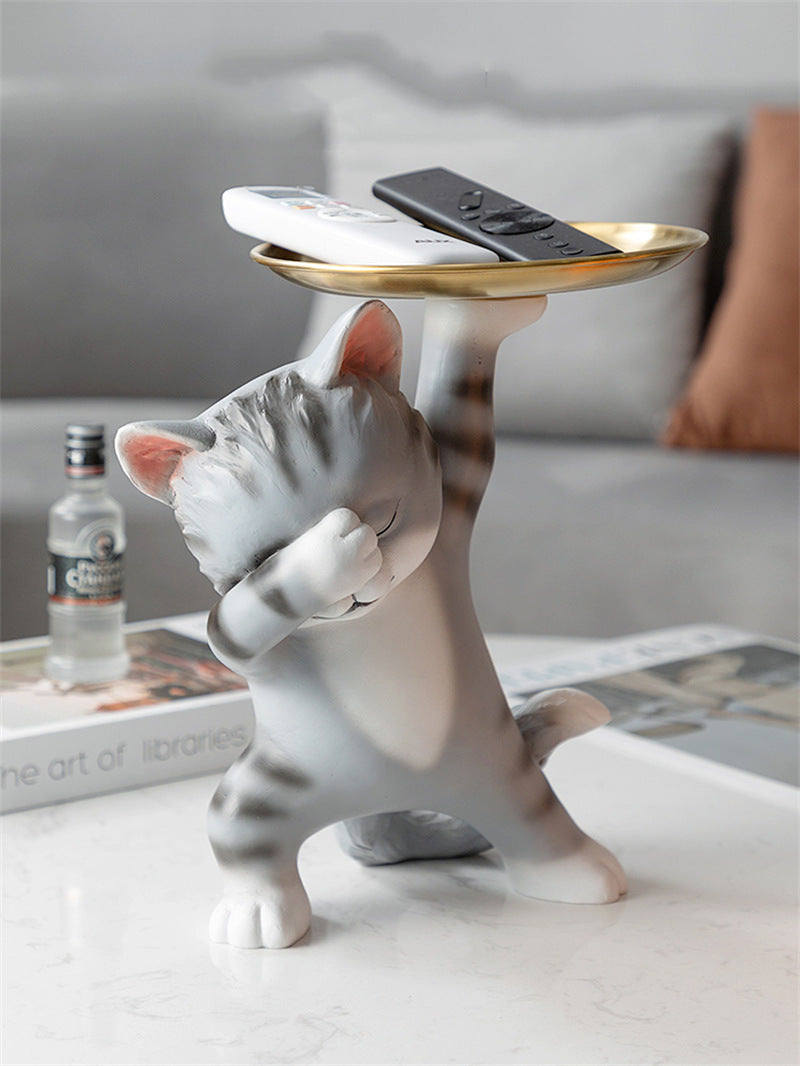 Shy Cat Desktop Organizer Tray - Funny Home Desktop Ornaments