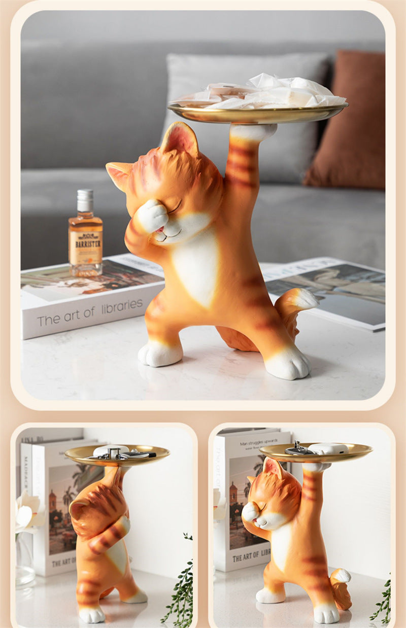 Shy Cat Desktop Organizer Tray - Funny Home Desktop Ornaments