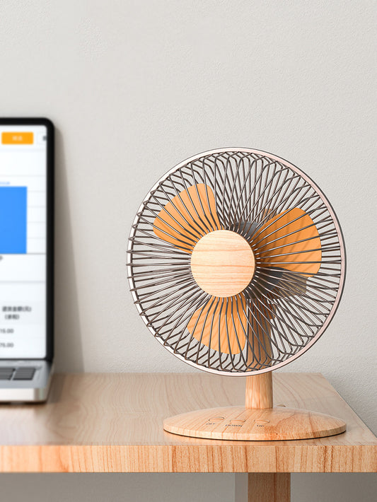 Silent Vintage USB Mini Fan: Adjustable Two-Speed with Oscillation