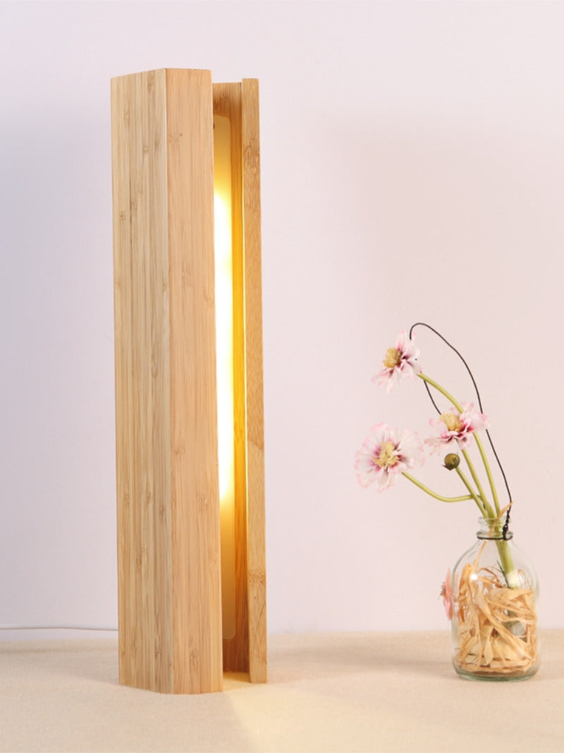 Simple Artistic Bamboo Wood Led Table Lamp, Decorative Warm Light