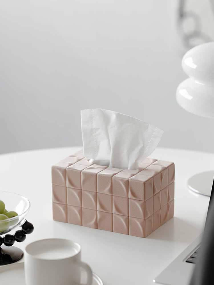 Simple Artistic Cube Ceramic Tissue Box, Rubik'S Cube Design Inspiration