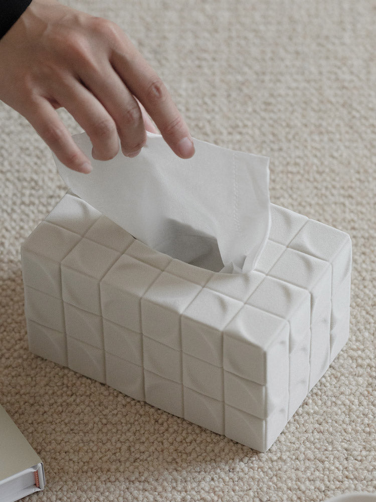 Simple Artistic Cube Ceramic Tissue Box, Rubik'S Cube Design Inspiration