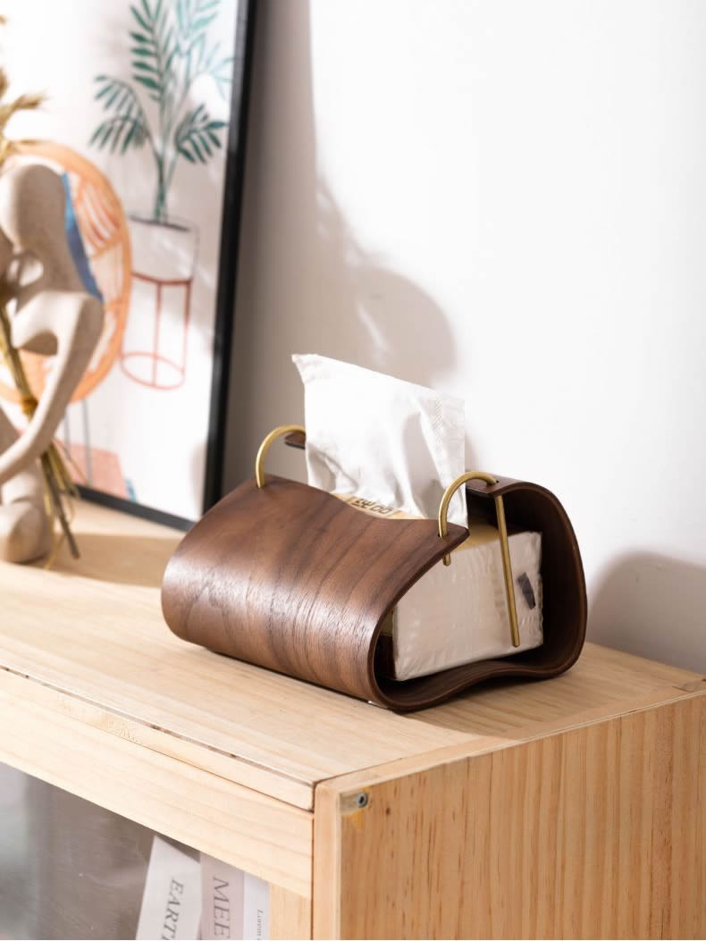 Simple Black Walnut Art Tissue Box, Desktop Decoration Ideas