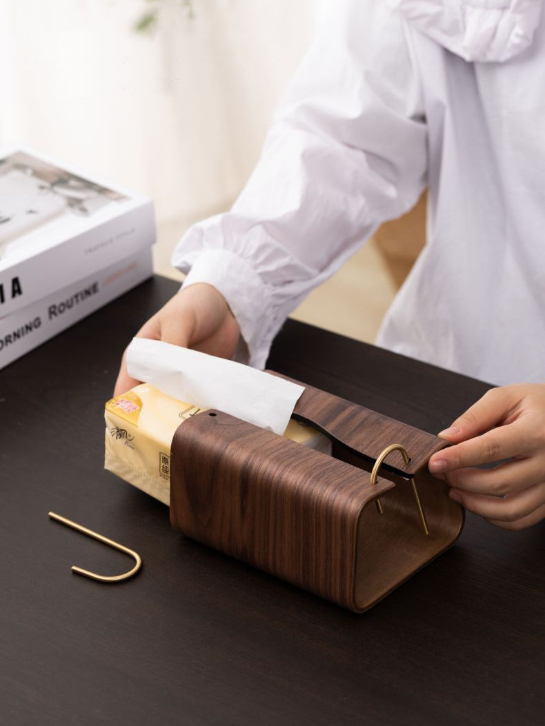 Simple Black Walnut Art Tissue Box, Desktop Decoration Ideas