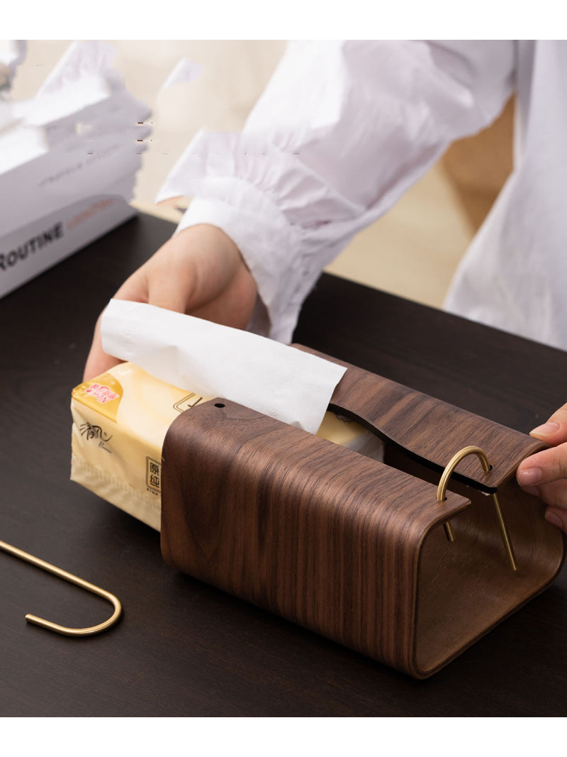 Simple Black Walnut Art Tissue Box, Desktop Decoration Ideas