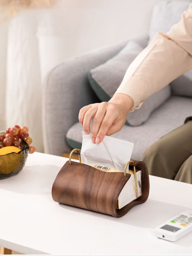 Simple Black Walnut Art Tissue Box, Desktop Decoration Ideas