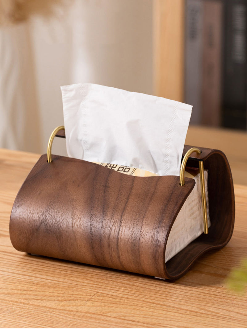 Simple Black Walnut Art Tissue Box, Desktop Decoration Ideas