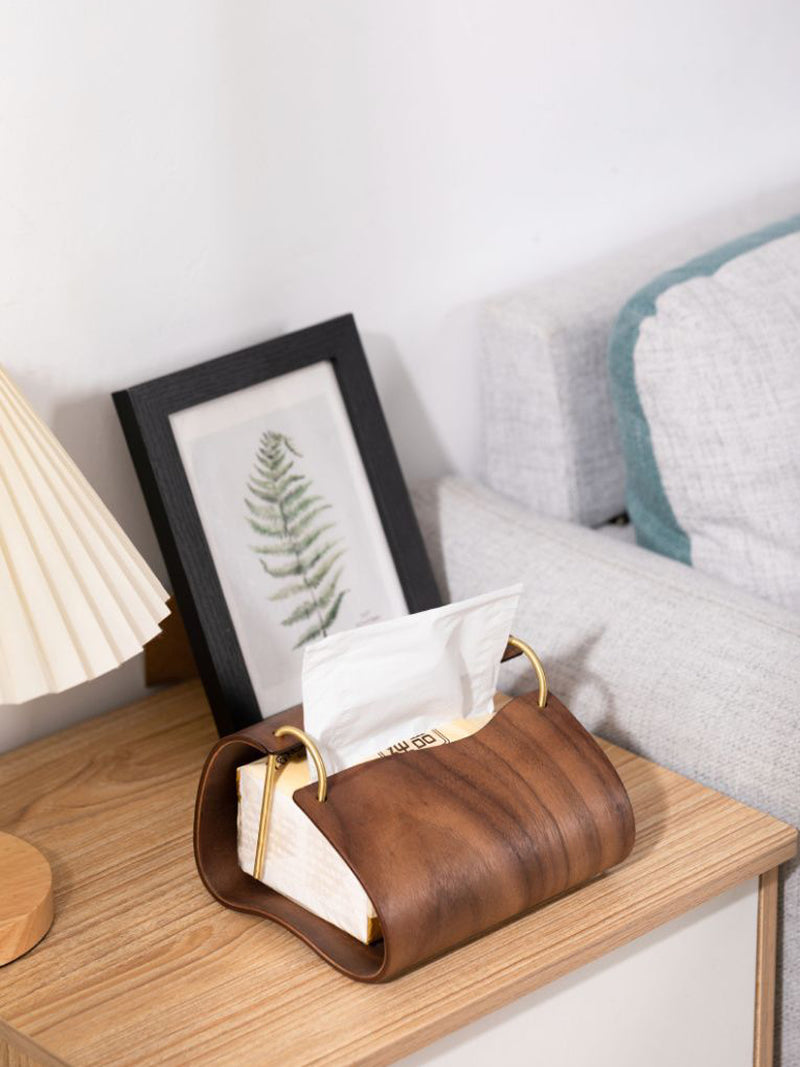 Simple Black Walnut Art Tissue Box, Desktop Decoration Ideas