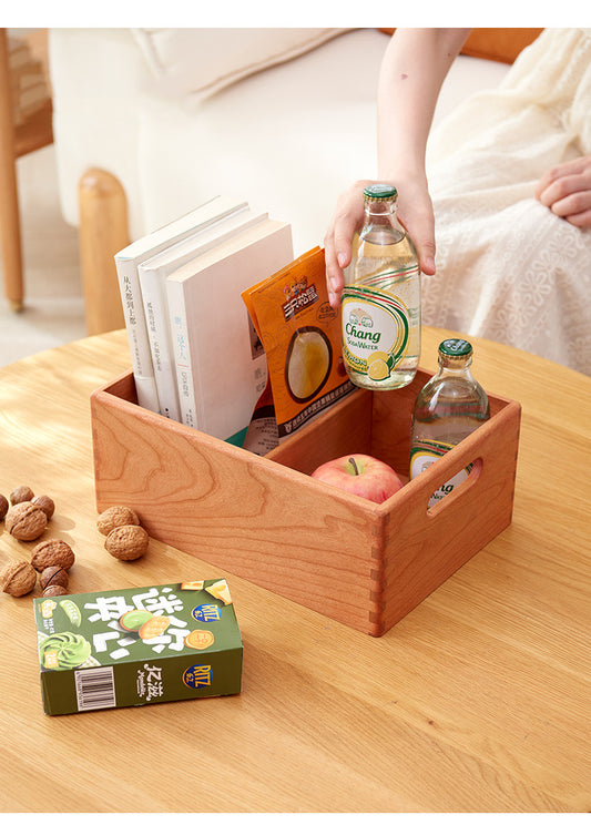 Simple Cherry Wood Desktop Storage Box,Office Desk Organizer