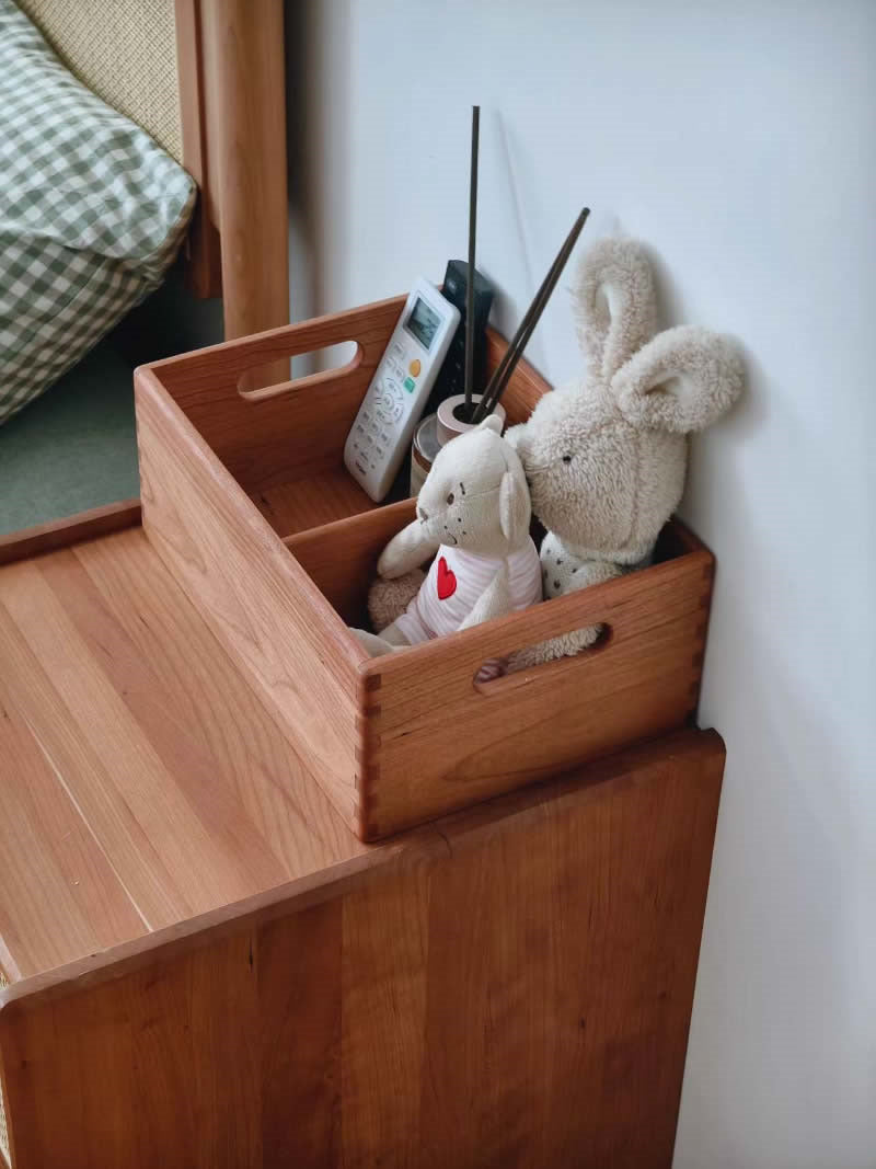 Simple Cherry Wood Desktop Storage Box,Office Desk Organizer