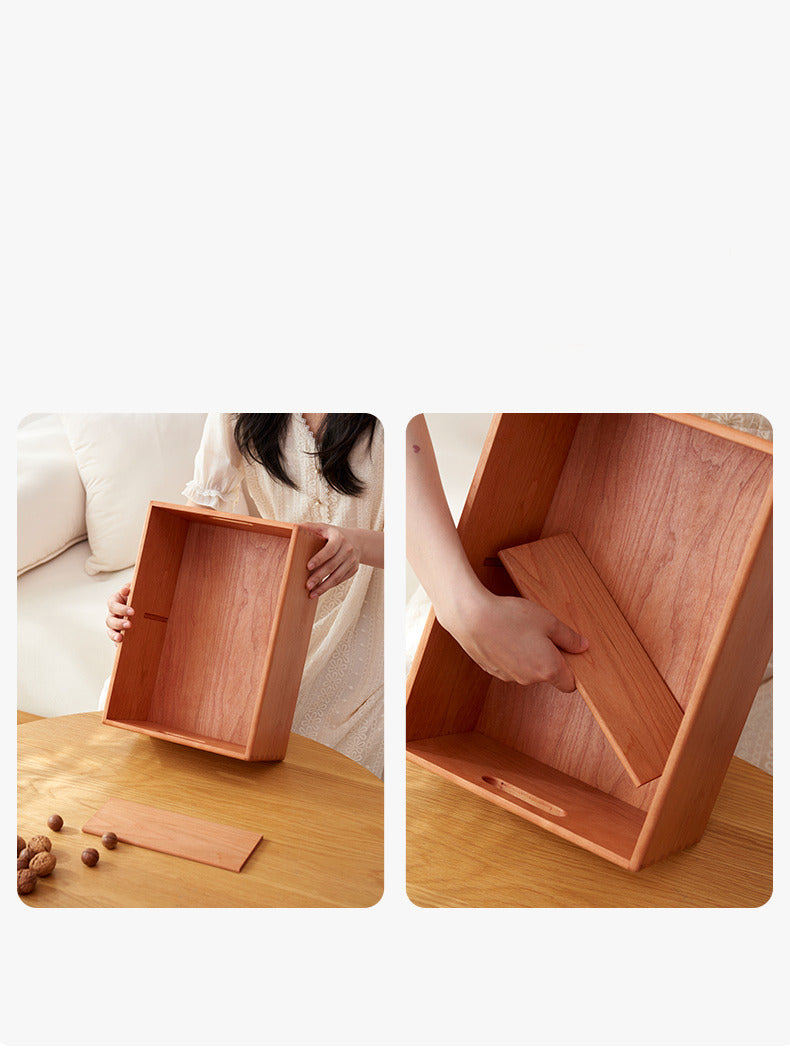 Simple Cherry Wood Desktop Storage Box,Office Desk Organizer