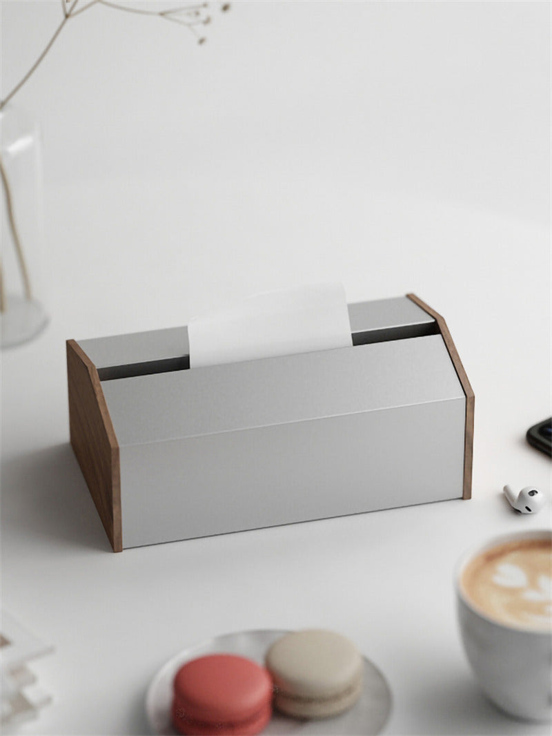 Simple Literary Style Metal Tissue Box, Office Decoration