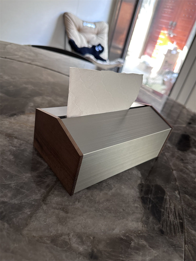 Simple Literary Style Metal Tissue Box, Office Decoration