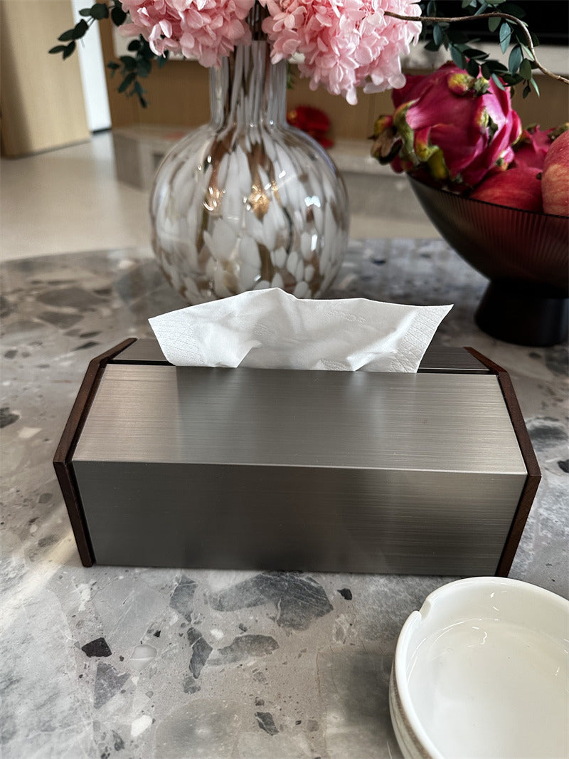 Simple Literary Style Metal Tissue Box, Office Decoration