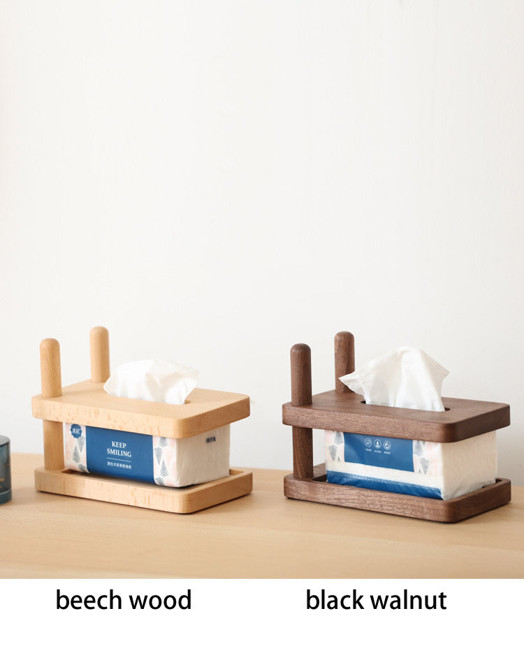 Simple Wooden Facial Tissue Holder, Desktop Art Decoration Storage